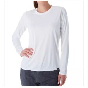 Patagonia Womens White Long Sleeve Capilene Cool 50+ UPF Shirt Size Small